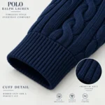 RL Cable Half Zipper Navy Blue - Image 2