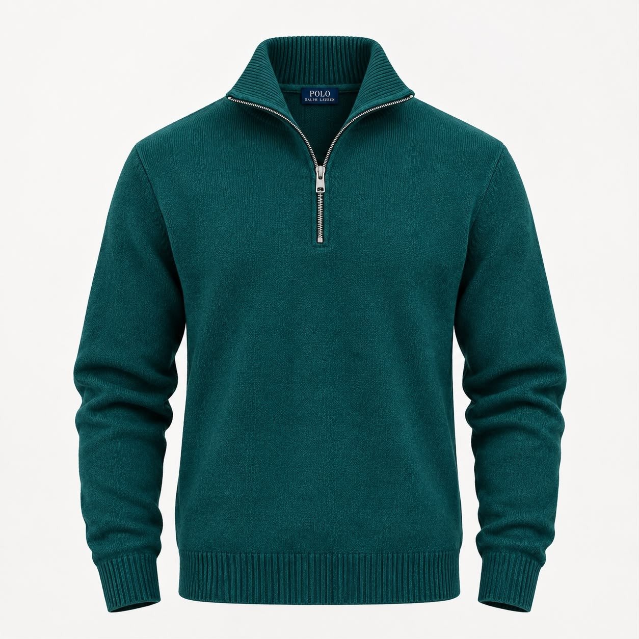 original (11) Half Zipper Sweater Bottle Green - Image 1